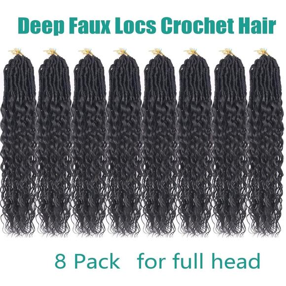 Goddess Faux Locs Crochet Hair 18Inch 8 Packs Pre-looped Goddess Locs Black 1B - Picture 1 of 6